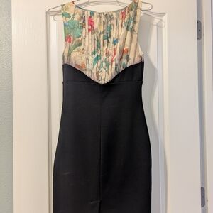 Floral and Black Sleeveless Dress